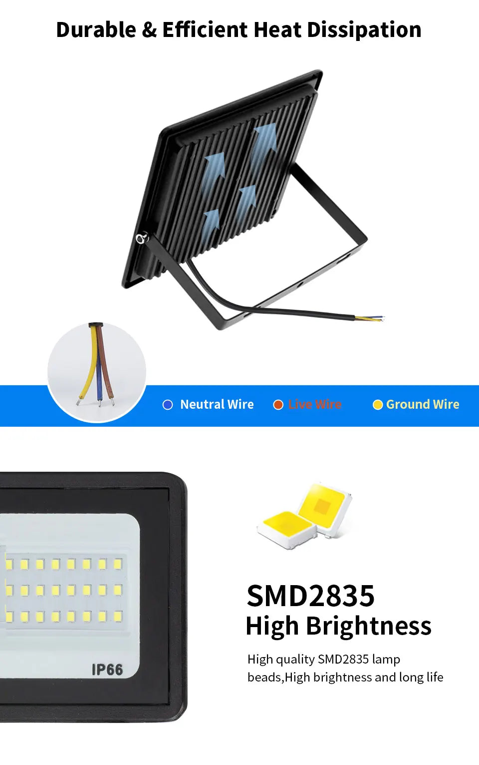 LED Flood Light 10W 20W 30W 50W 100W AC 220V LED Floodlight IP66 Waterproof Reflector Spotlight Street Light Outdoor Garden Lamp