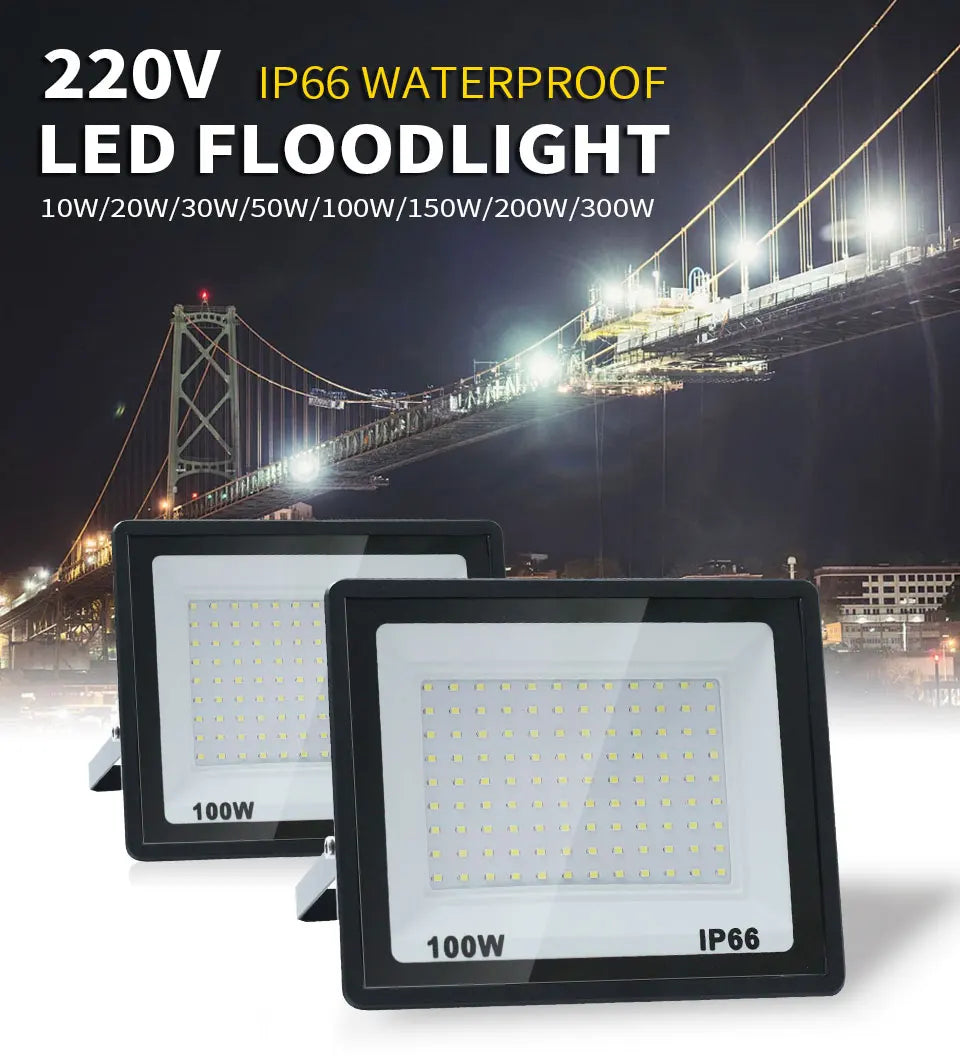 LED Flood Light 10W 20W 30W 50W 100W AC 220V LED Floodlight IP66 Waterproof Reflector Spotlight Street Light Outdoor Garden Lamp