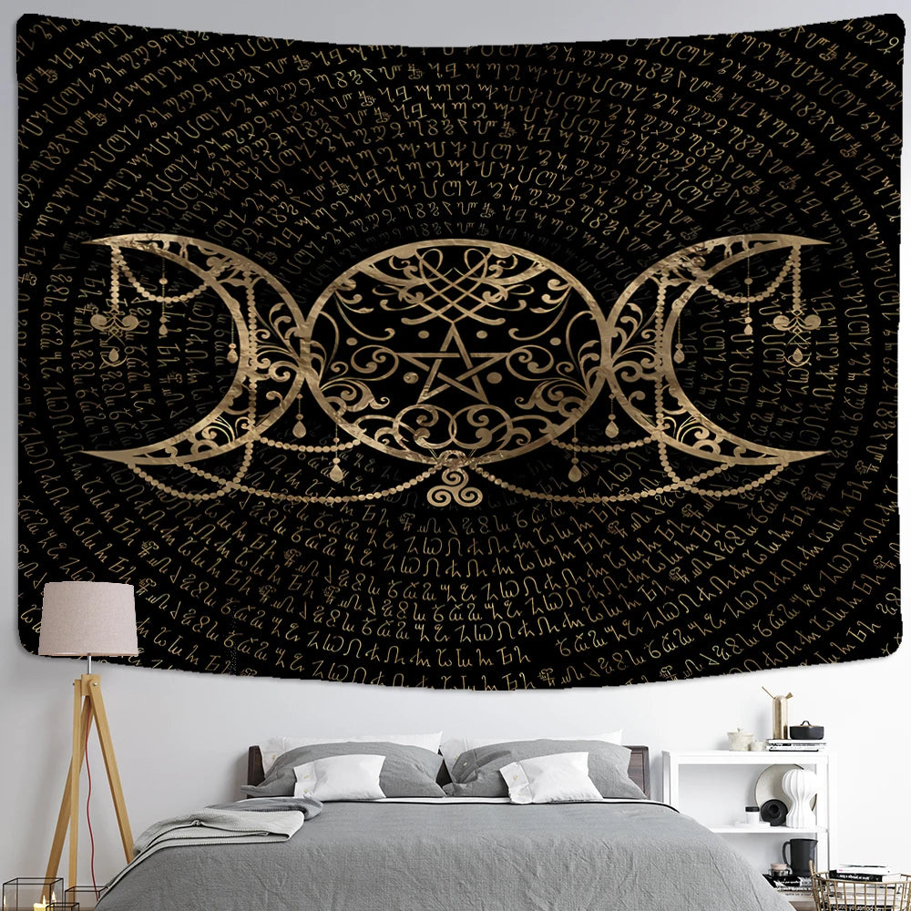 Retro Illustration Tapestry Wall Hanging Bohemian Style Hippie Tapiz Art Aesthetics Living Room Home Decor