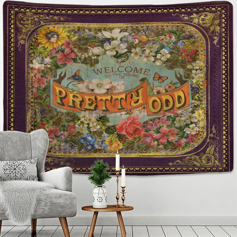 Retro Illustration Tapestry Wall Hanging Bohemian Style Hippie Tapiz Art Aesthetics Living Room Home Decor