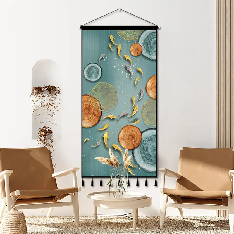 Tapestry decoration painting living room entrance porch new Chinese background cloth wall decoration hanging cloth wall decor