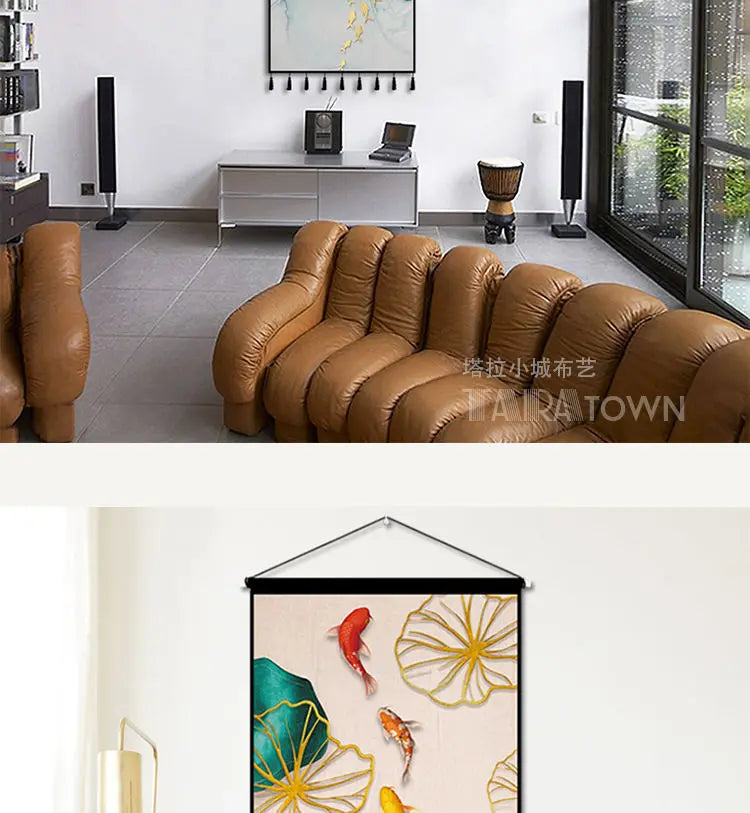 Tapestry decoration painting living room entrance porch new Chinese background cloth wall decoration hanging cloth wall decor