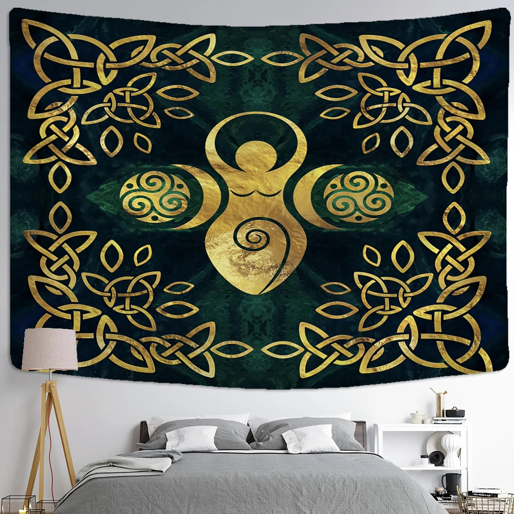 Retro Illustration Tapestry Wall Hanging Bohemian Style Hippie Tapiz Art Aesthetics Living Room Home Decor