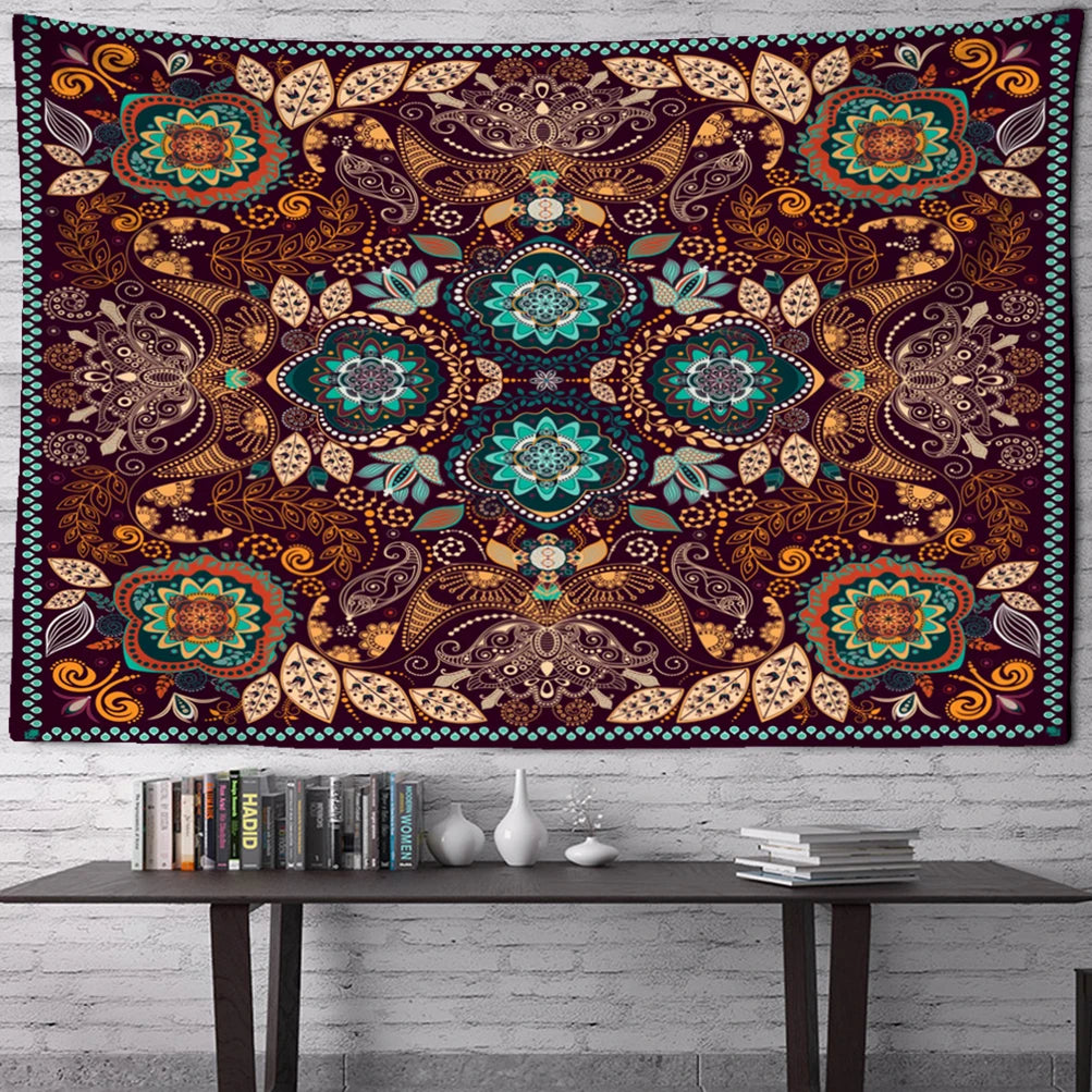 Retro Illustration Tapestry Wall Hanging Bohemian Style Hippie Tapiz Art Aesthetics Living Room Home Decor