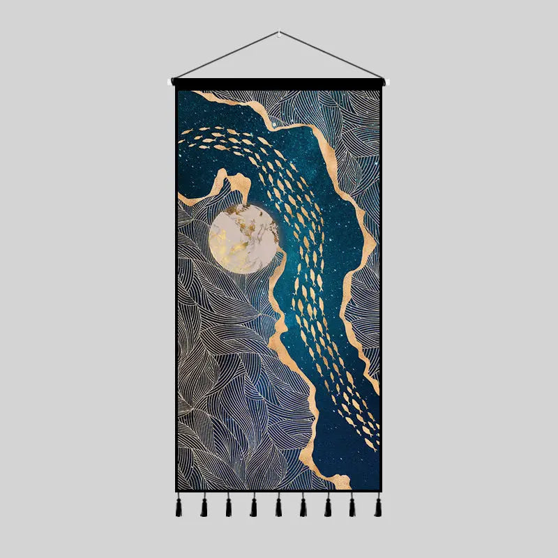 Tapestry decoration painting living room entrance porch new Chinese background cloth wall decoration hanging cloth wall decor