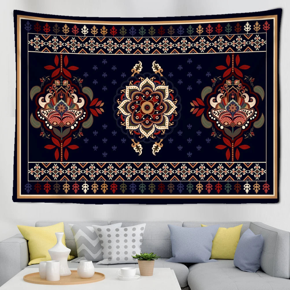 Retro Illustration Tapestry Wall Hanging Bohemian Style Hippie Tapiz Art Aesthetics Living Room Home Decor