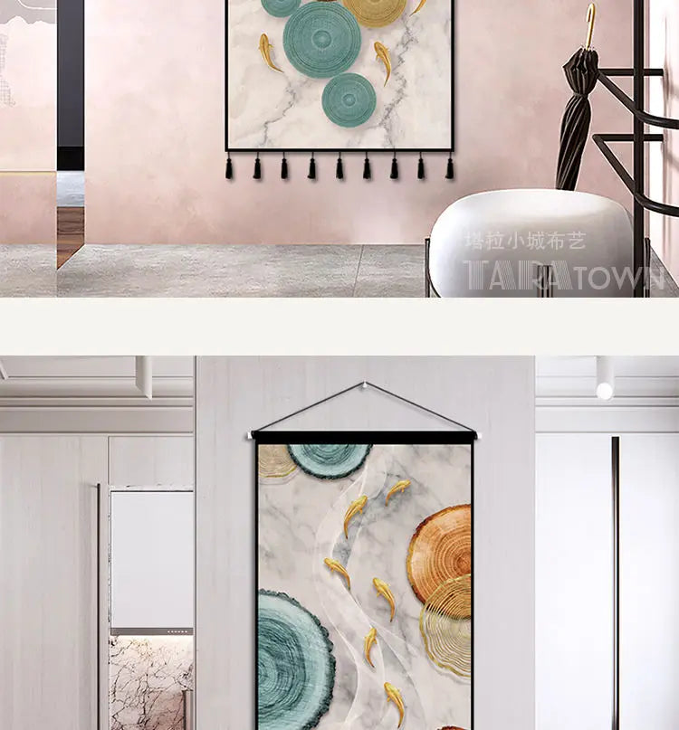 Tapestry decoration painting living room entrance porch new Chinese background cloth wall decoration hanging cloth wall decor
