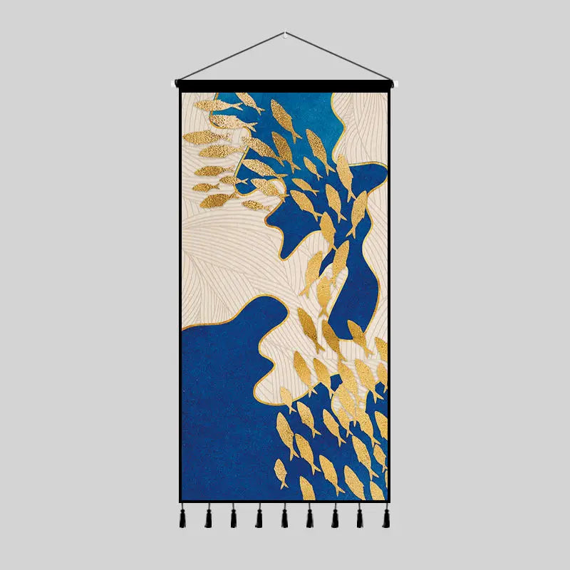 Tapestry decoration painting living room entrance porch new Chinese background cloth wall decoration hanging cloth wall decor