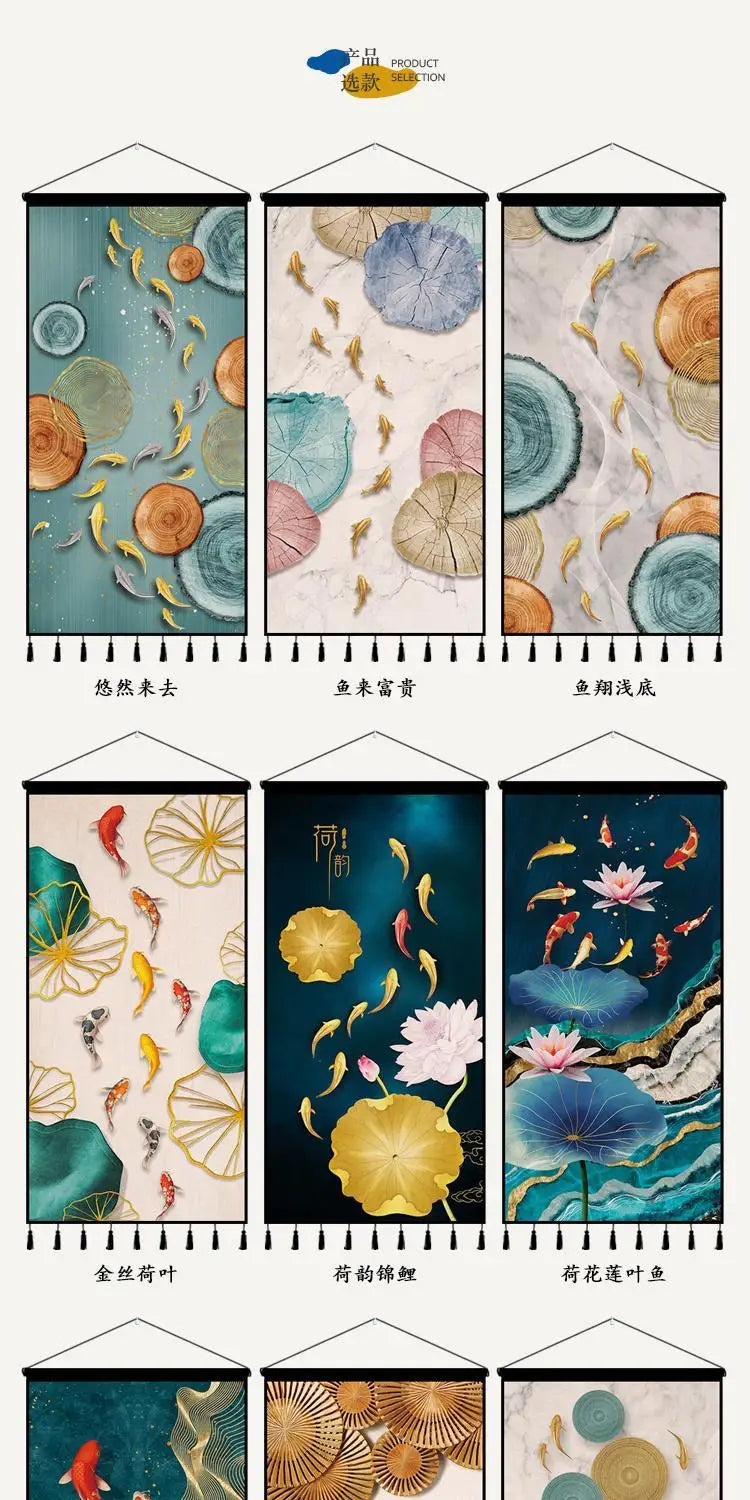 Tapestry decoration painting living room entrance porch new Chinese background cloth wall decoration hanging cloth wall decor