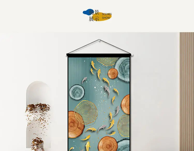 Tapestry decoration painting living room entrance porch new Chinese background cloth wall decoration hanging cloth wall decor