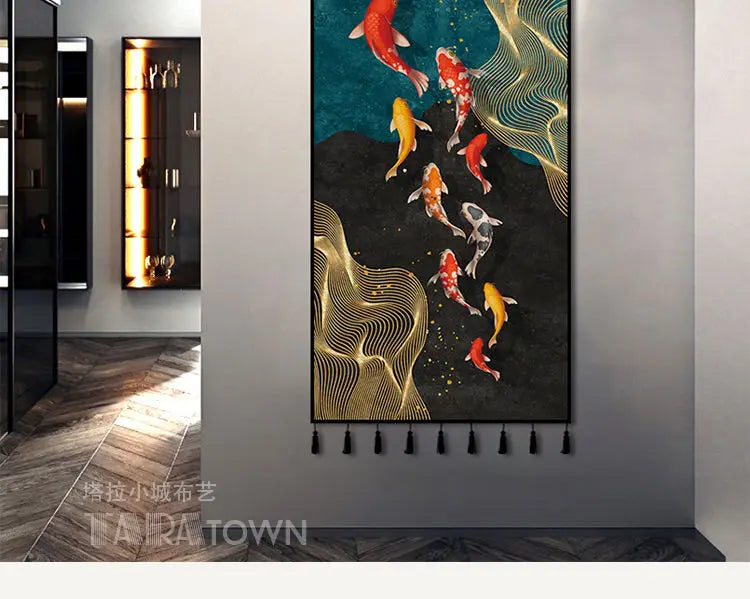 Tapestry decoration painting living room entrance porch new Chinese background cloth wall decoration hanging cloth wall decor