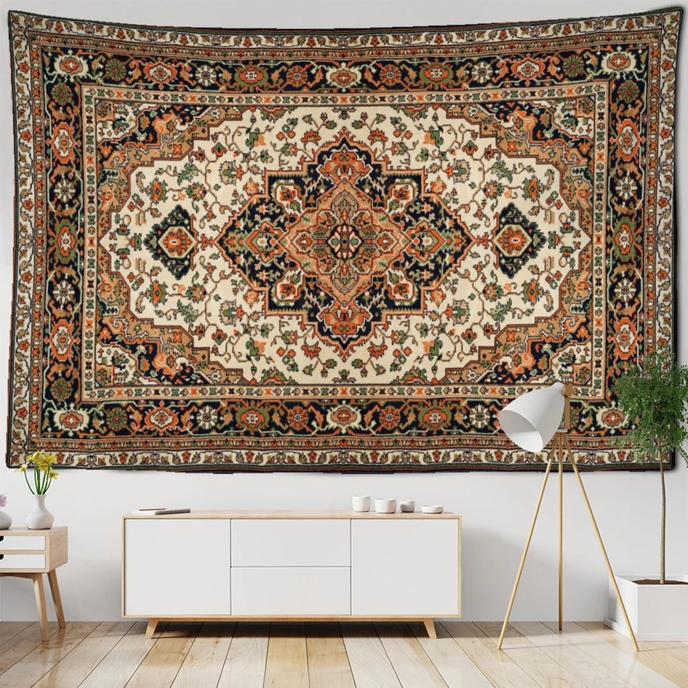 Retro Illustration Tapestry Wall Hanging Bohemian Style Hippie Tapiz Art Aesthetics Living Room Home Decor