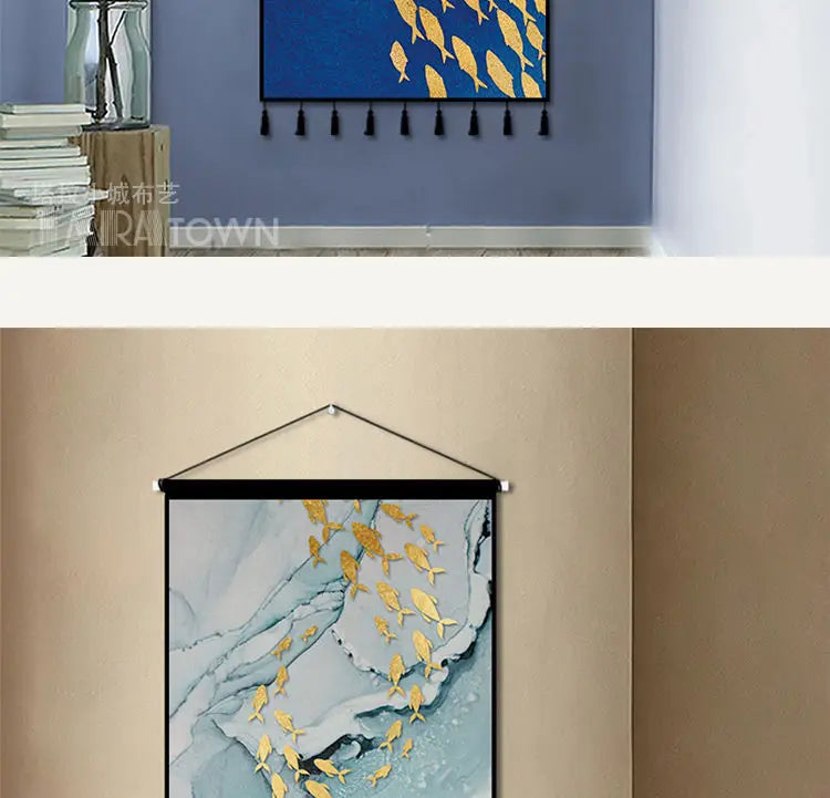 Tapestry decoration painting living room entrance porch new Chinese background cloth wall decoration hanging cloth wall decor