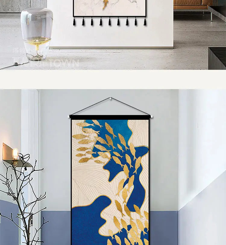 Tapestry decoration painting living room entrance porch new Chinese background cloth wall decoration hanging cloth wall decor