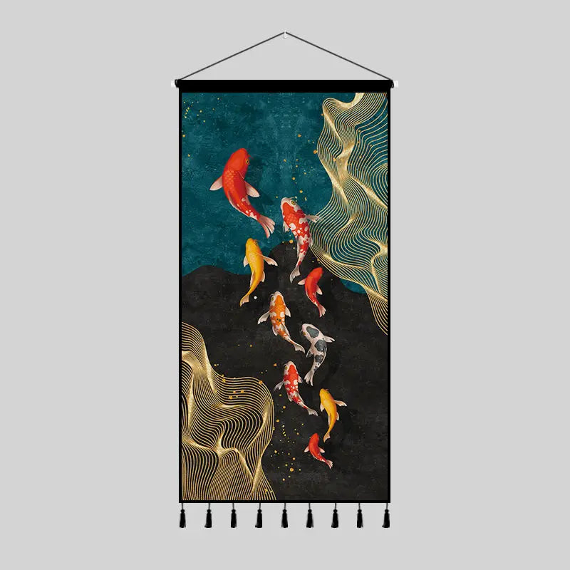Tapestry decoration painting living room entrance porch new Chinese background cloth wall decoration hanging cloth wall decor