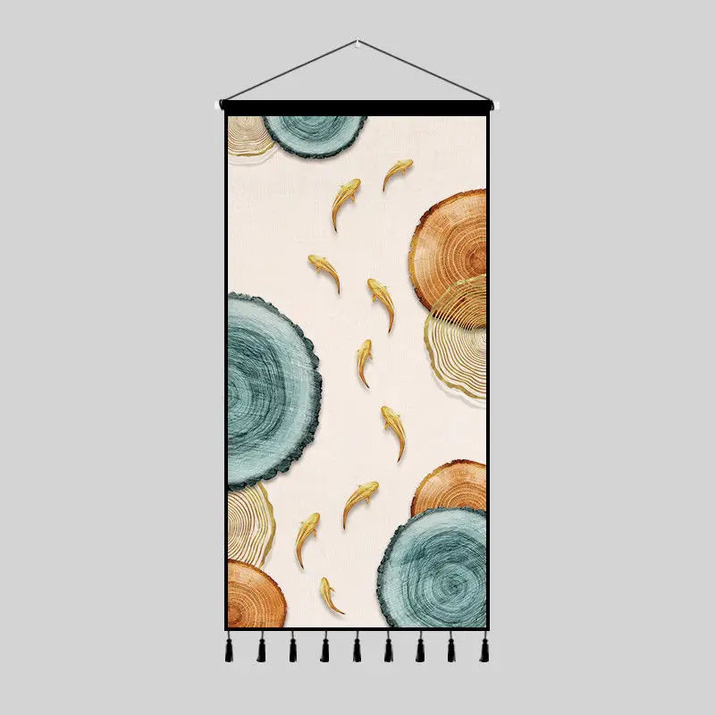 Tapestry decoration painting living room entrance porch new Chinese background cloth wall decoration hanging cloth wall decor