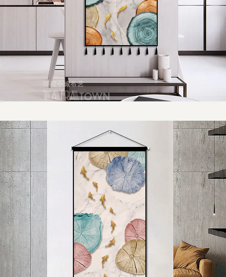 Tapestry decoration painting living room entrance porch new Chinese background cloth wall decoration hanging cloth wall decor