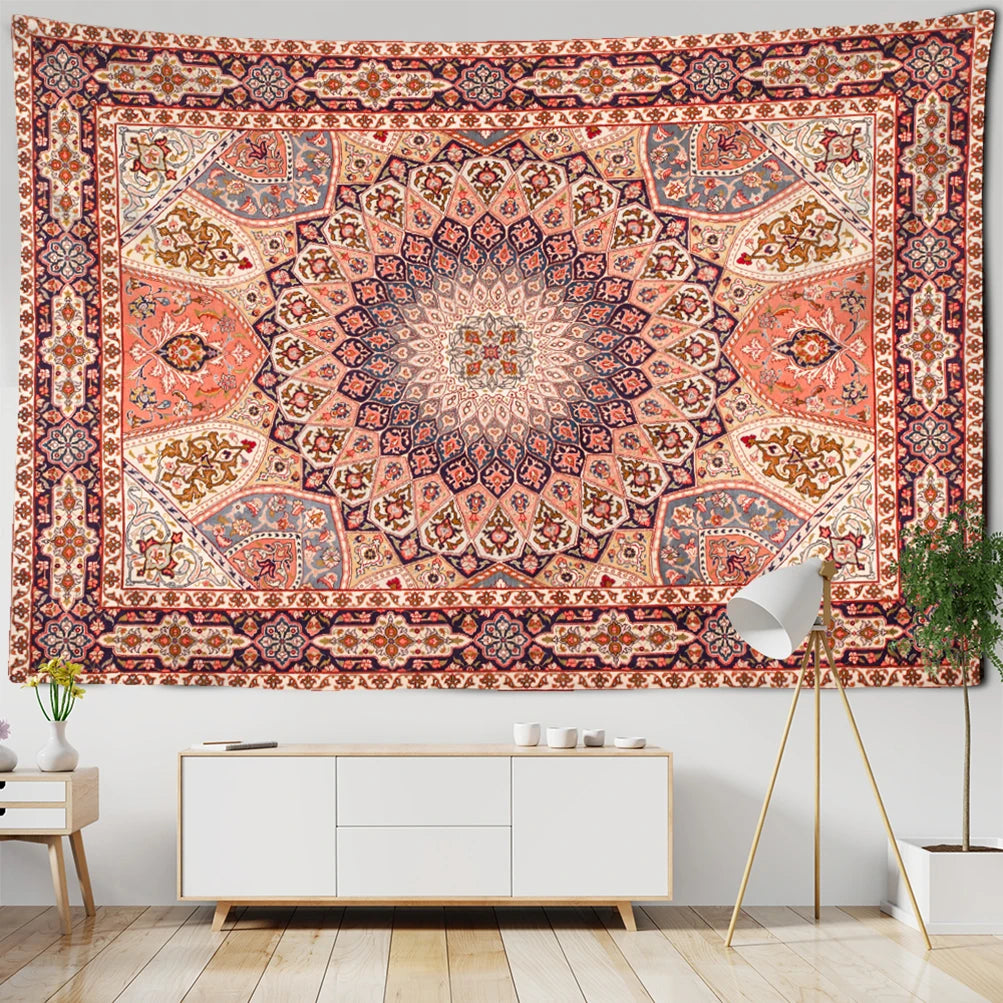 Retro Illustration Tapestry Wall Hanging Bohemian Style Hippie Tapiz Art Aesthetics Living Room Home Decor