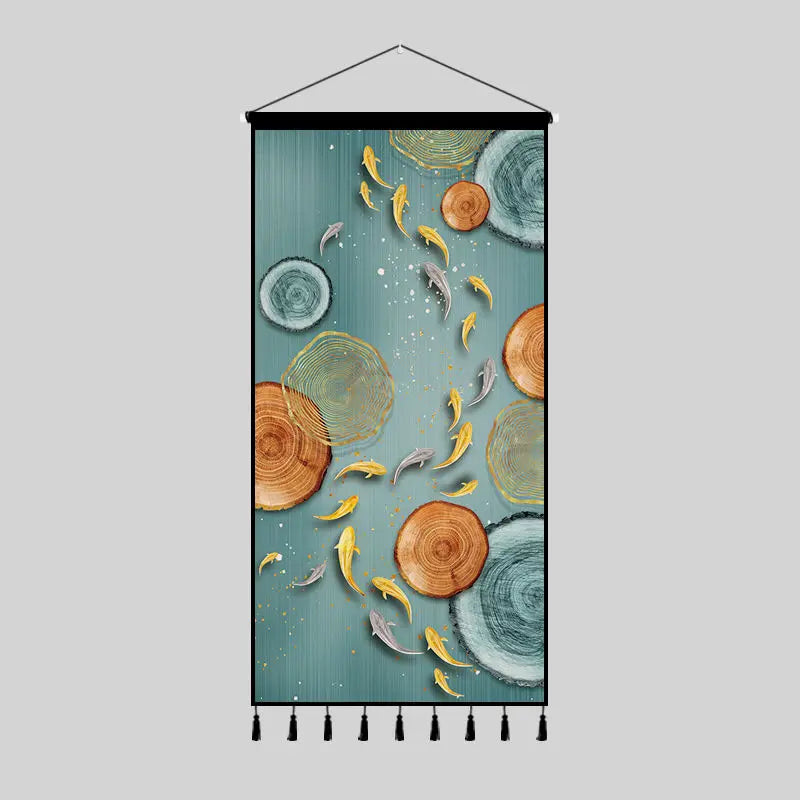 Tapestry decoration painting living room entrance porch new Chinese background cloth wall decoration hanging cloth wall decor