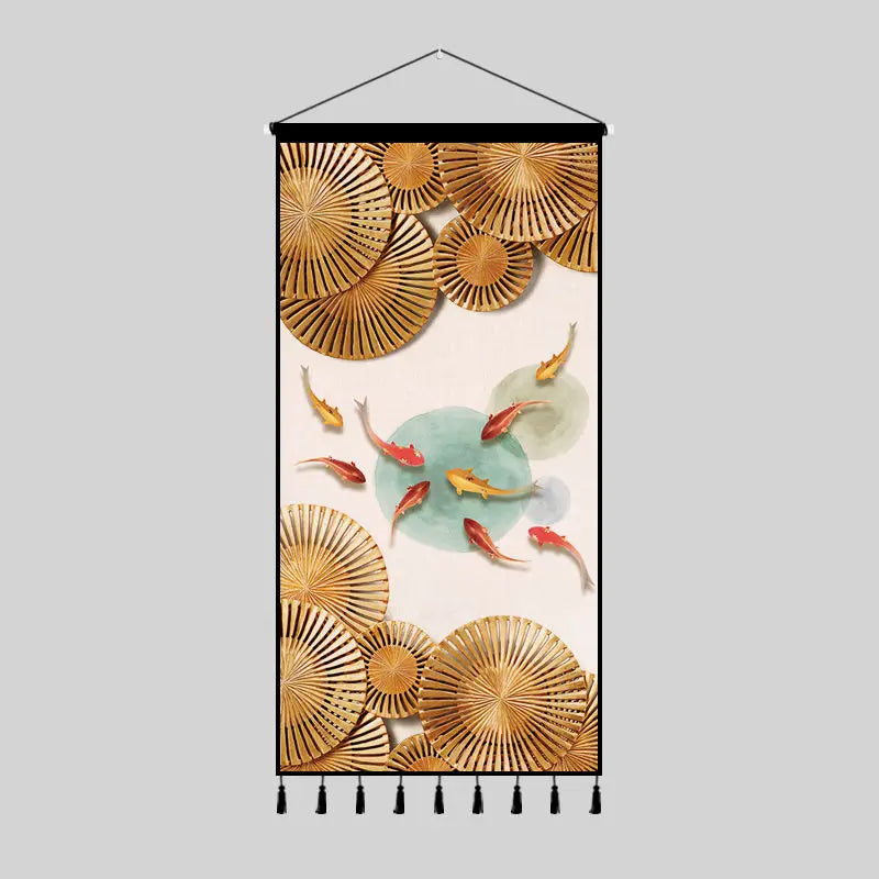 Tapestry decoration painting living room entrance porch new Chinese background cloth wall decoration hanging cloth wall decor