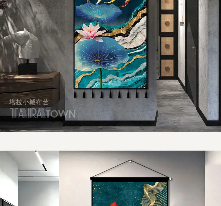 Tapestry decoration painting living room entrance porch new Chinese background cloth wall decoration hanging cloth wall decor