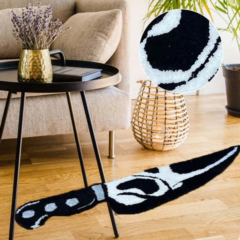 Skull Knife Carpet Horror Scary Scream Bedside Rug Wear Resistant Cashmere Home Welcome Decor 88.9CM