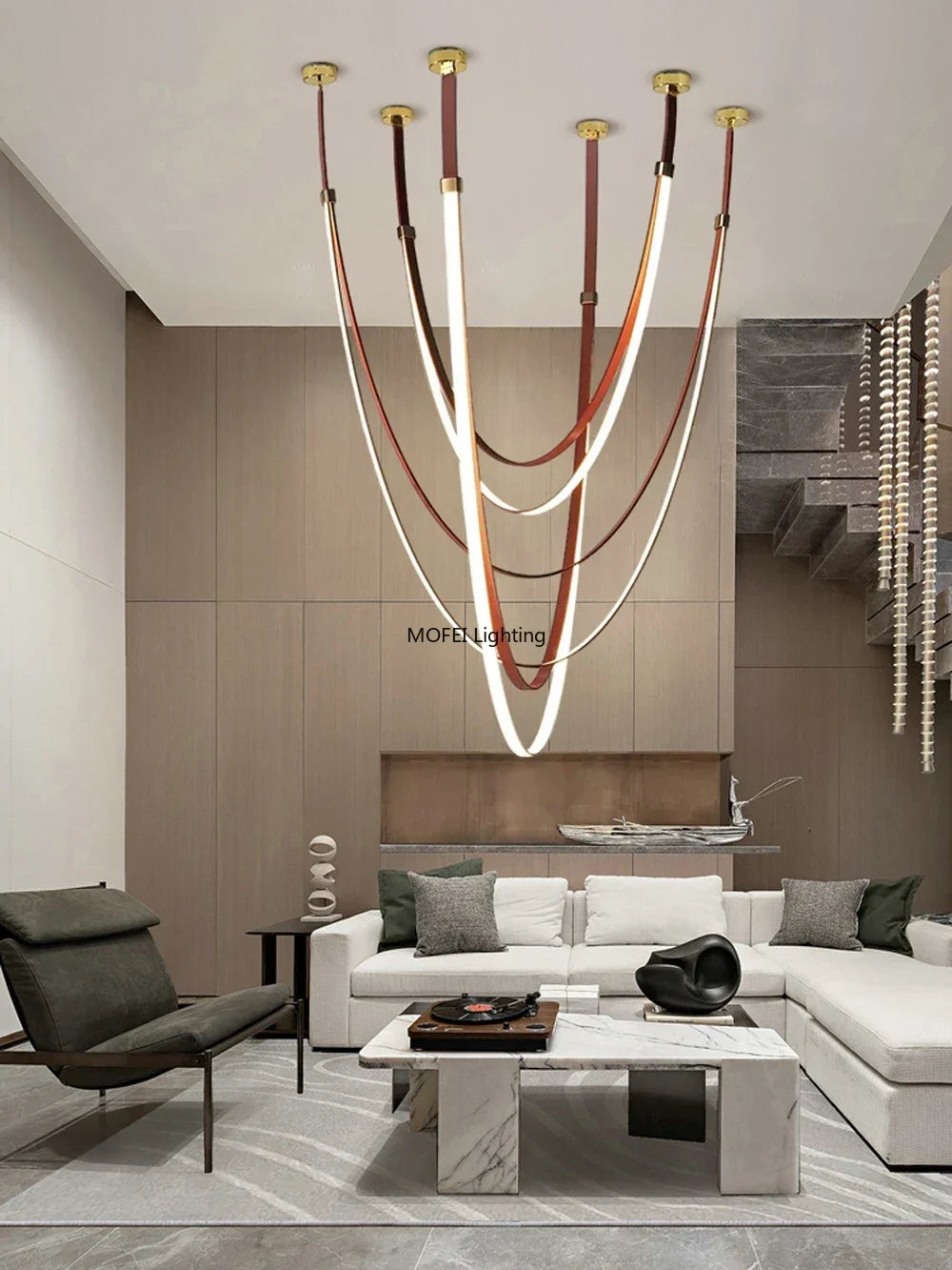 Nordic Lamp Designr Fashionable Light Luxury Flexible Belt Dimmable Chain Chandeliver Room Art Hall Home Decor Pendant Light LED