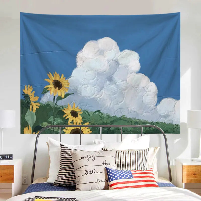 Ashou Oil Painting Scenery Tapestry Dorm Room Decoration Aesthetic Tapestry Wall Tapestry Decor Wall Hanging Tapestry Decoration