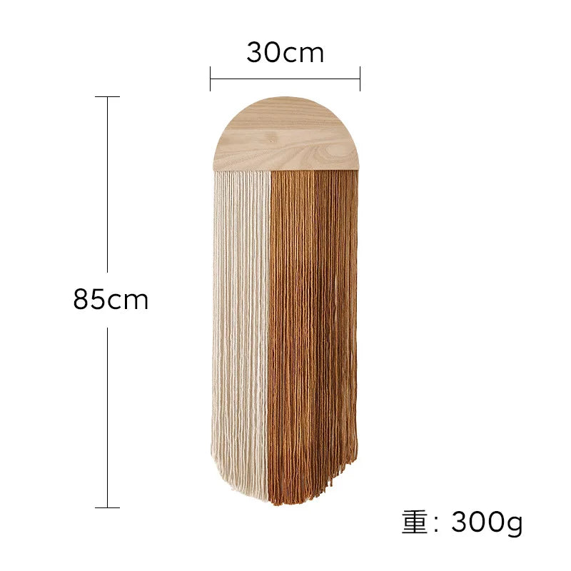 Hand Woven Tapestry Half Circle Wooden Board Tassel Tapestry Wall Decoration Homestay Pendant Wall Mounted Ornament Hangings