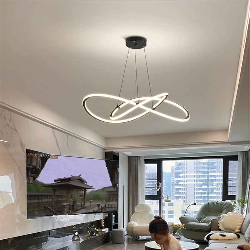 Simple Modern Ceiling Chandelier Adjustable Indoor Lighting High Brightness for Living Room Dining Room Bedroom Decor Ornament