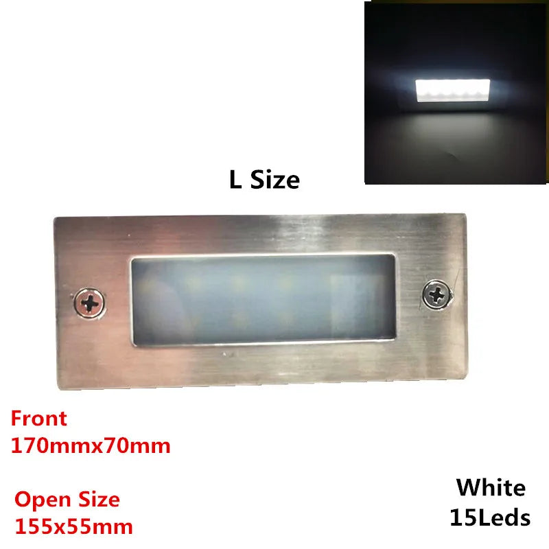 LED Deck Step Light 15Leds Underground Lamp Recessed Stair Paitio Ground Spot Light Floor Garden Landscape Wall Outdoor Lighting