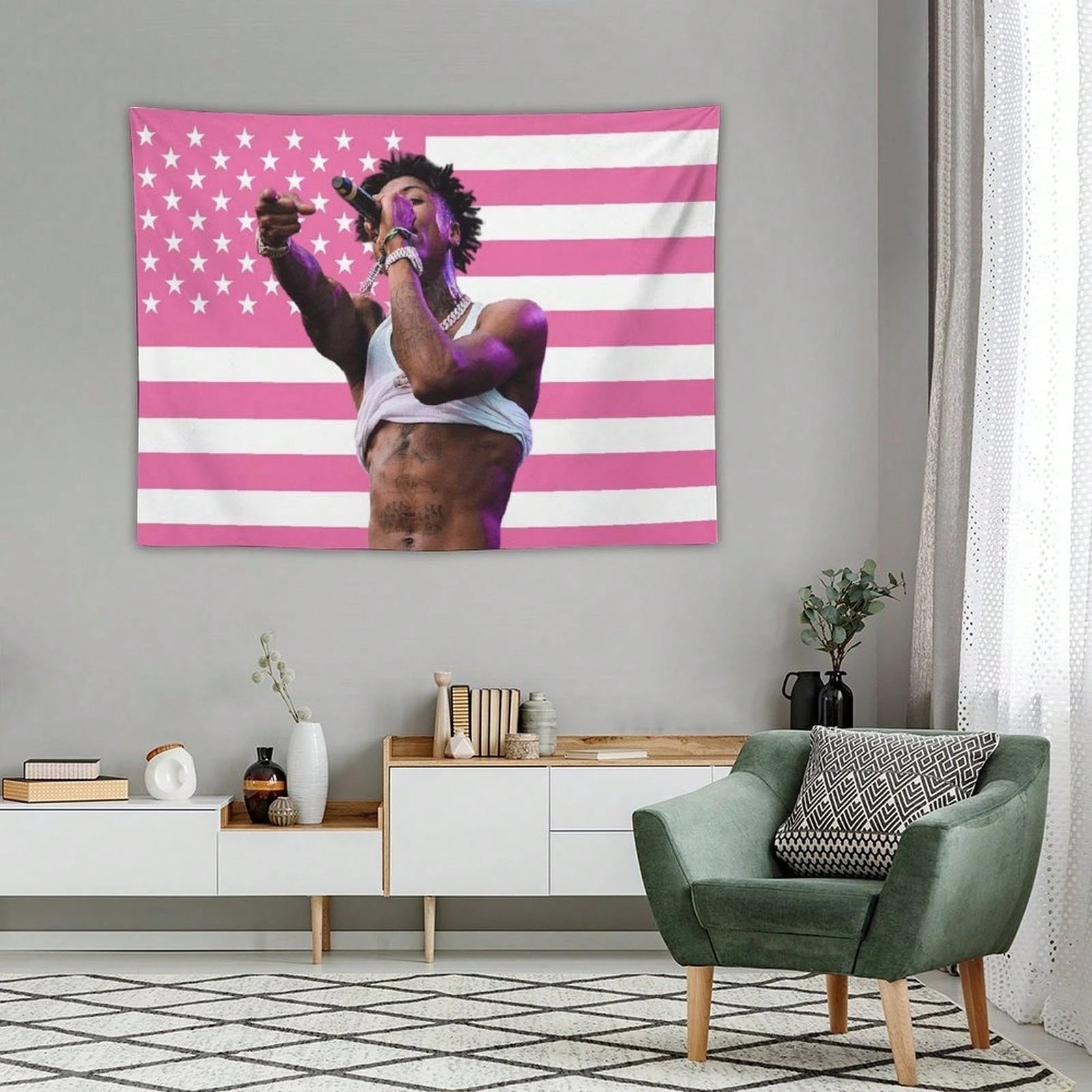YoungBoy Rapper Tapestry, Music Art Poster Flag for Room Aesthetic, Bedroom, Living Room, Home Office, Dorm & Party Decor
