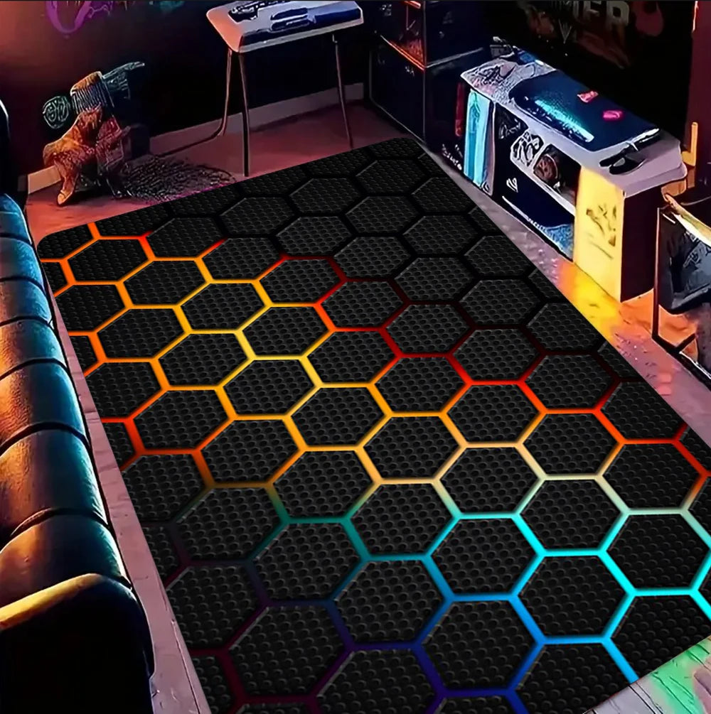 Gamer Rug Gaming Rug,Game Rug Geometric Rug,Colorful Rug Play Room Rug  Sport Rug Area Rug,Gaming Gifts Teen Room Decor Rug