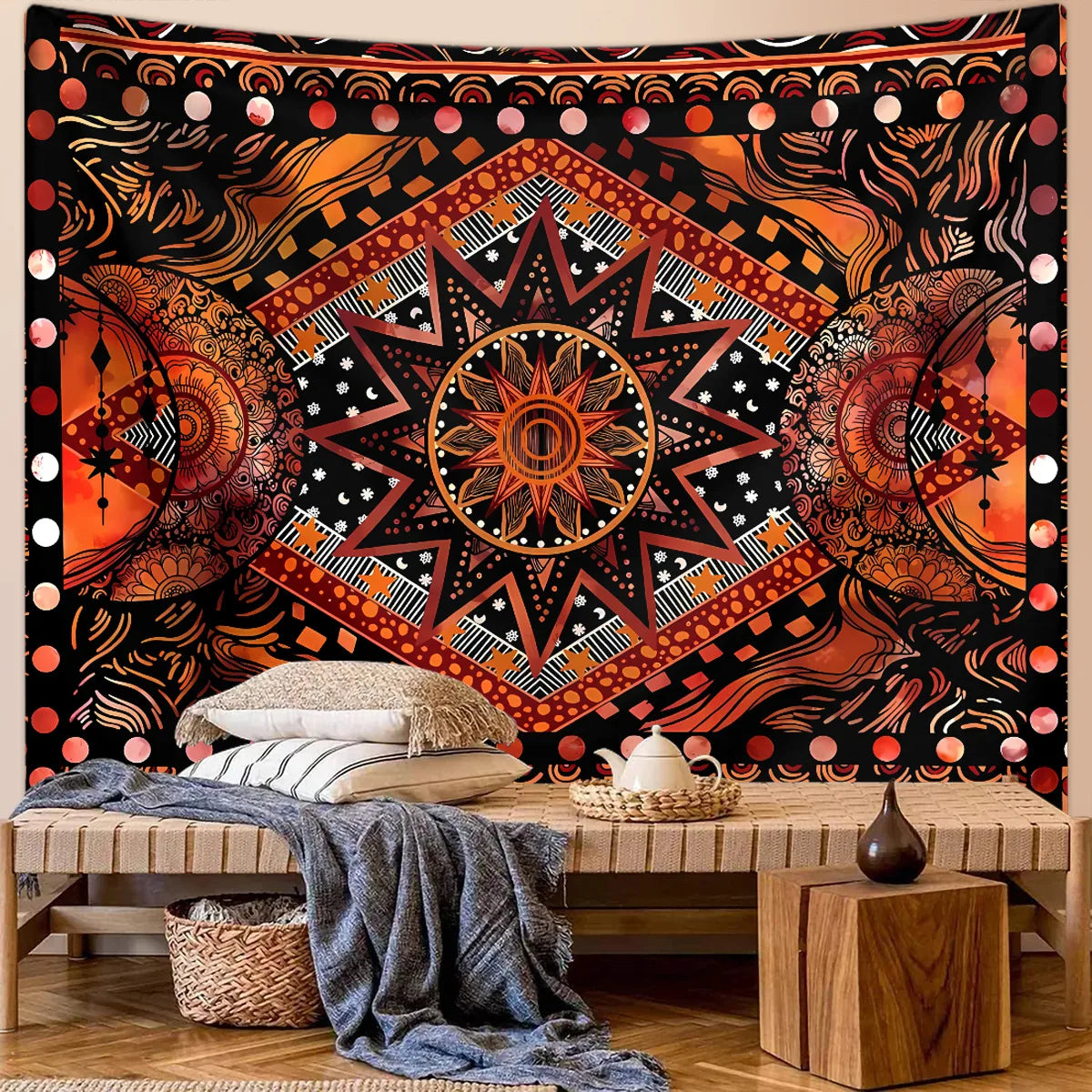 Wall Hanging Tapestry Aesthetic Tree of Life Tapestry Moon Phase Flowers Plants Tapestry Decro for Bedroom Dorm Living Room