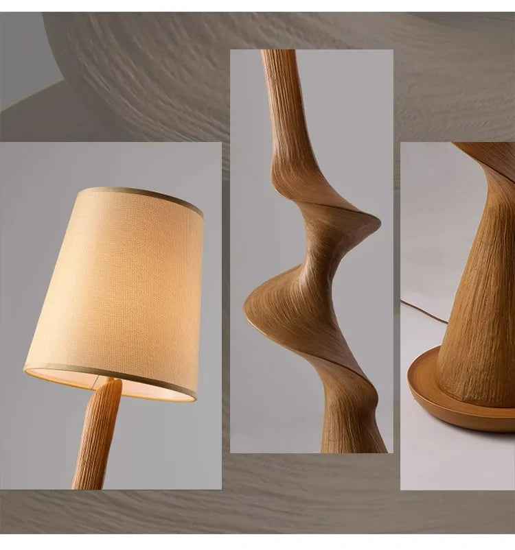 New Chinese Medieval Retro Solid Wood Artistic Floor Lamp LED Standing Light for Living Room Sofa Side Home Decor Room Decor