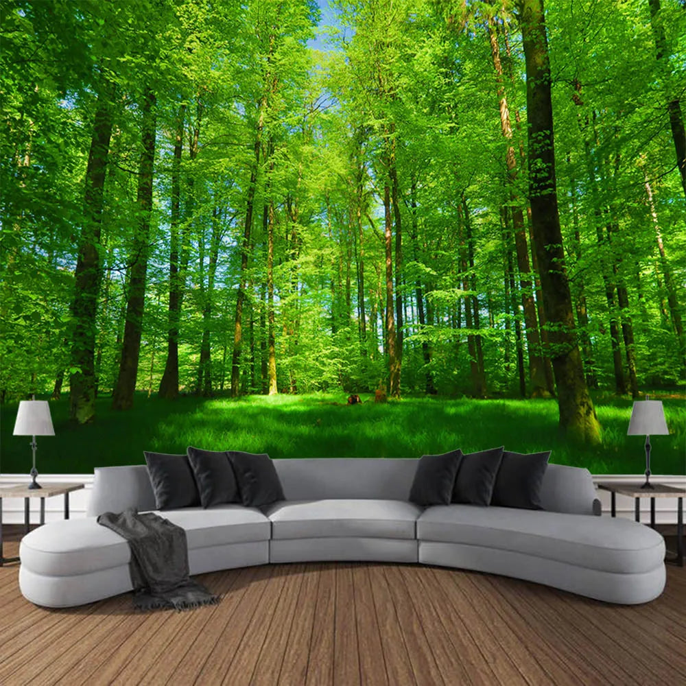Forest tapestry Bohemian style wall hanging cloth, natural landscape murals used for art decoration in living rooms and bedrooms