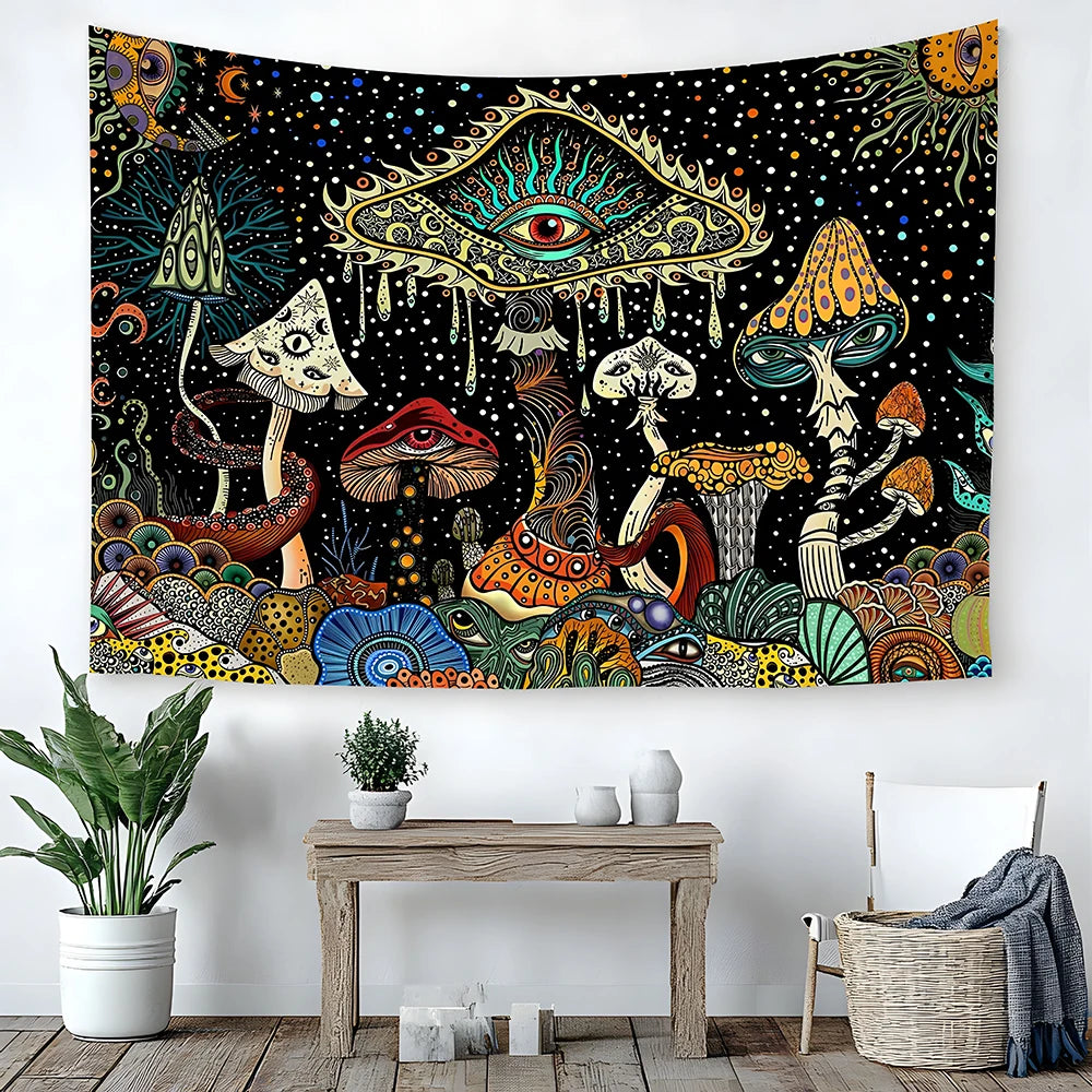 1 Pc Mushroom Tapestry Psychedelic Eyes Tapestry Sea Tapestry Peacock Bohemian Tapestry Abstract Ocean Tapestry Wall Hanging for