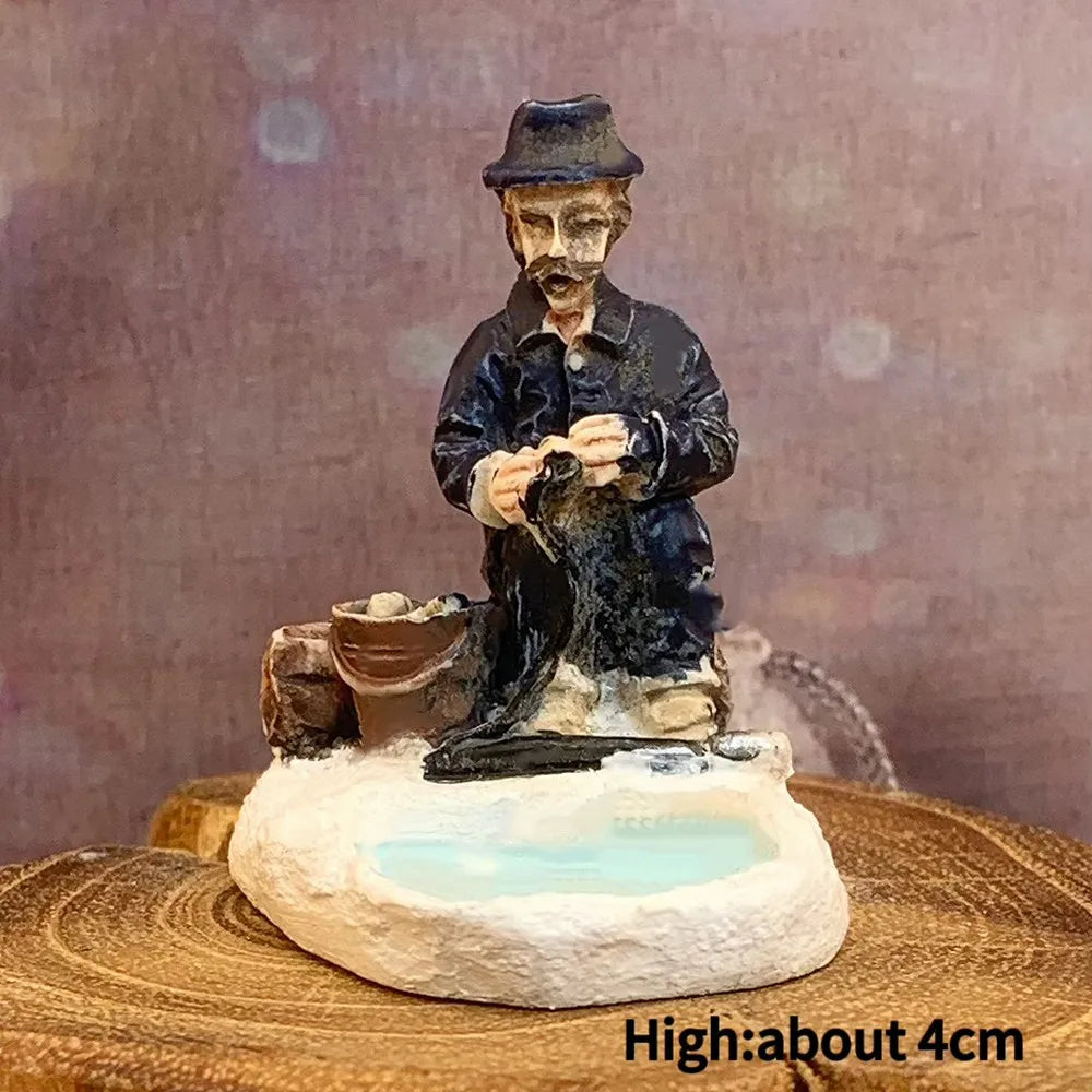 Vintage Victorian Winter Town Mini Resin Figurines, Christmas Scene Layout Ornaments, Holiday Travel Collectible Gifts