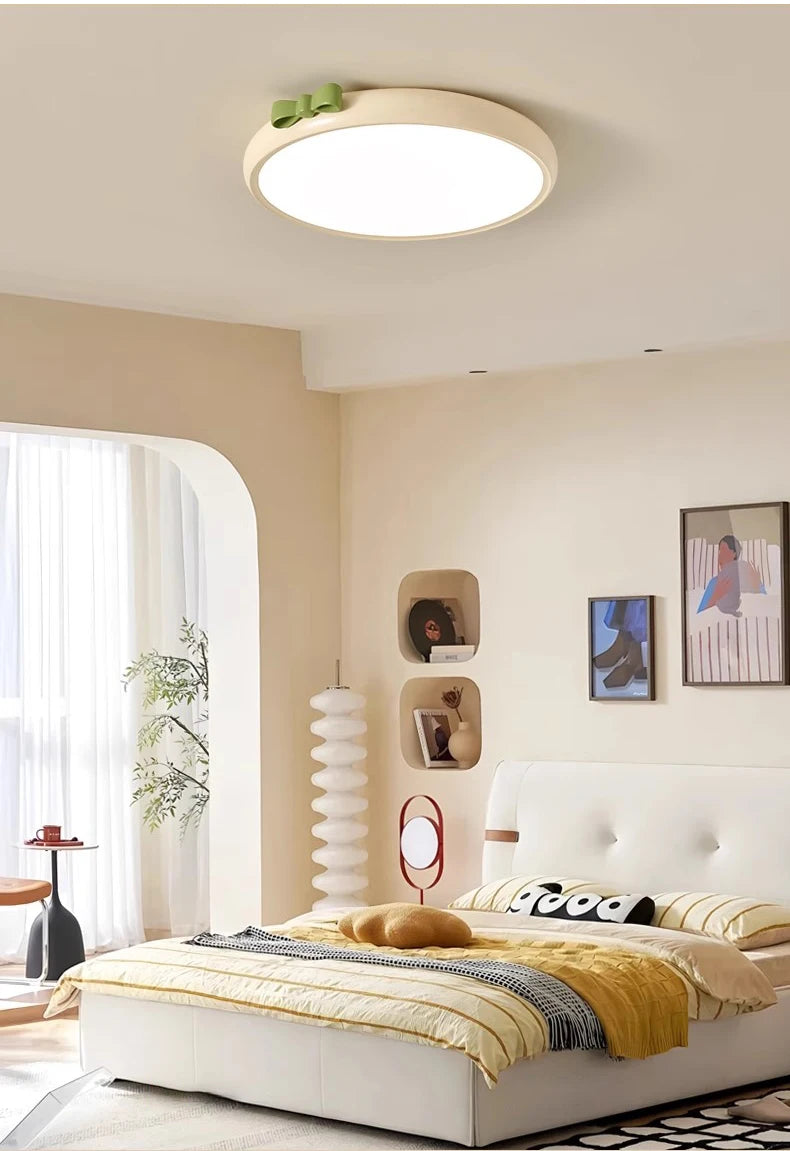 Pink Bow Children's Room Ceiling Light LED Princess Room Lamp French Cream Style Baby Room Study Room Girl Bedroom Ceiling Lamps