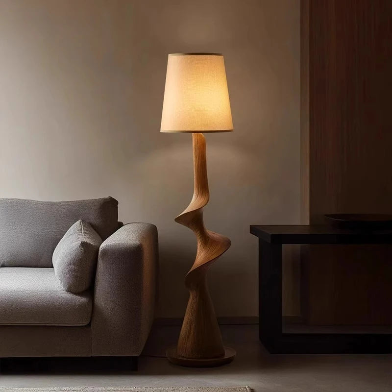 New Chinese Medieval Retro Solid Wood Artistic Floor Lamp LED Standing Light for Living Room Sofa Side Home Decor Room Decor