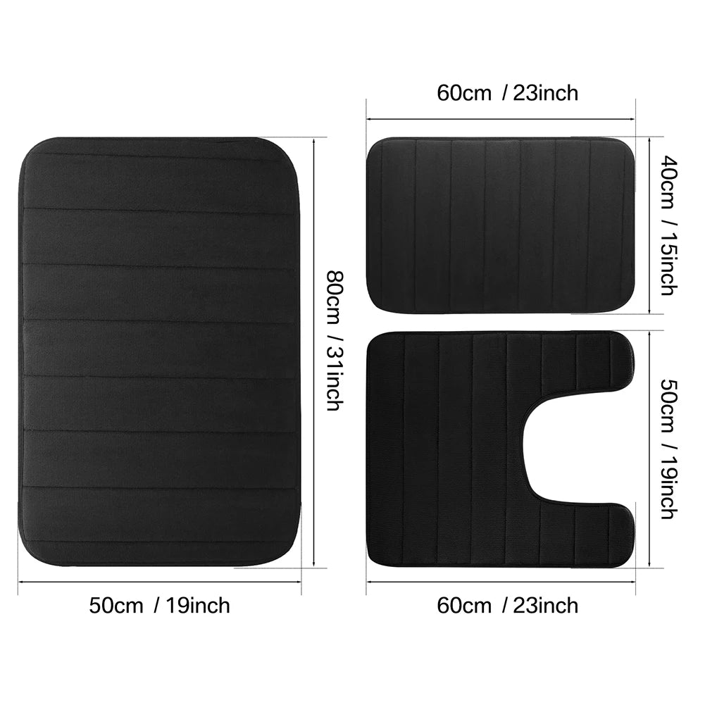 3 Pieces Memory Foam Bath Rugs Absorbent Bathroom Rugs Non-Slip Washable Bathroom Mats Bath Mats for Bathroom Floor Rugs Carpets