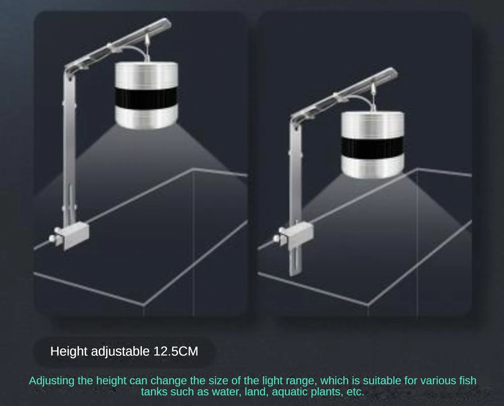 Aluminum Alloy Brushed Fish Tank Light Bracket – Versatile Clamp Mount for Tube, Pendant & Strip Lights