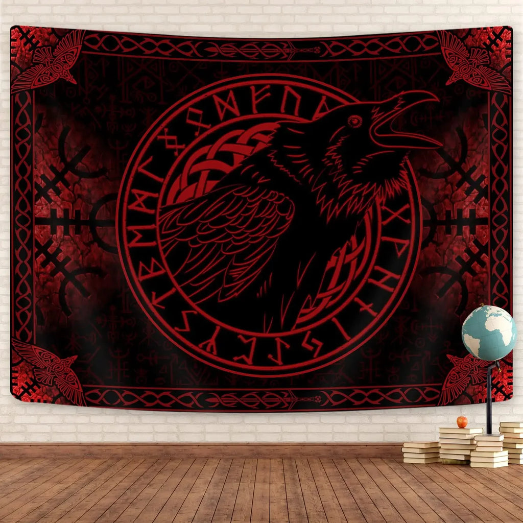 unframed Norse Mythology Vikings Tapestry Mysterious Ancient Runes Totem Tapestries Wall Hanging Art for Living Room Bedroom Hom