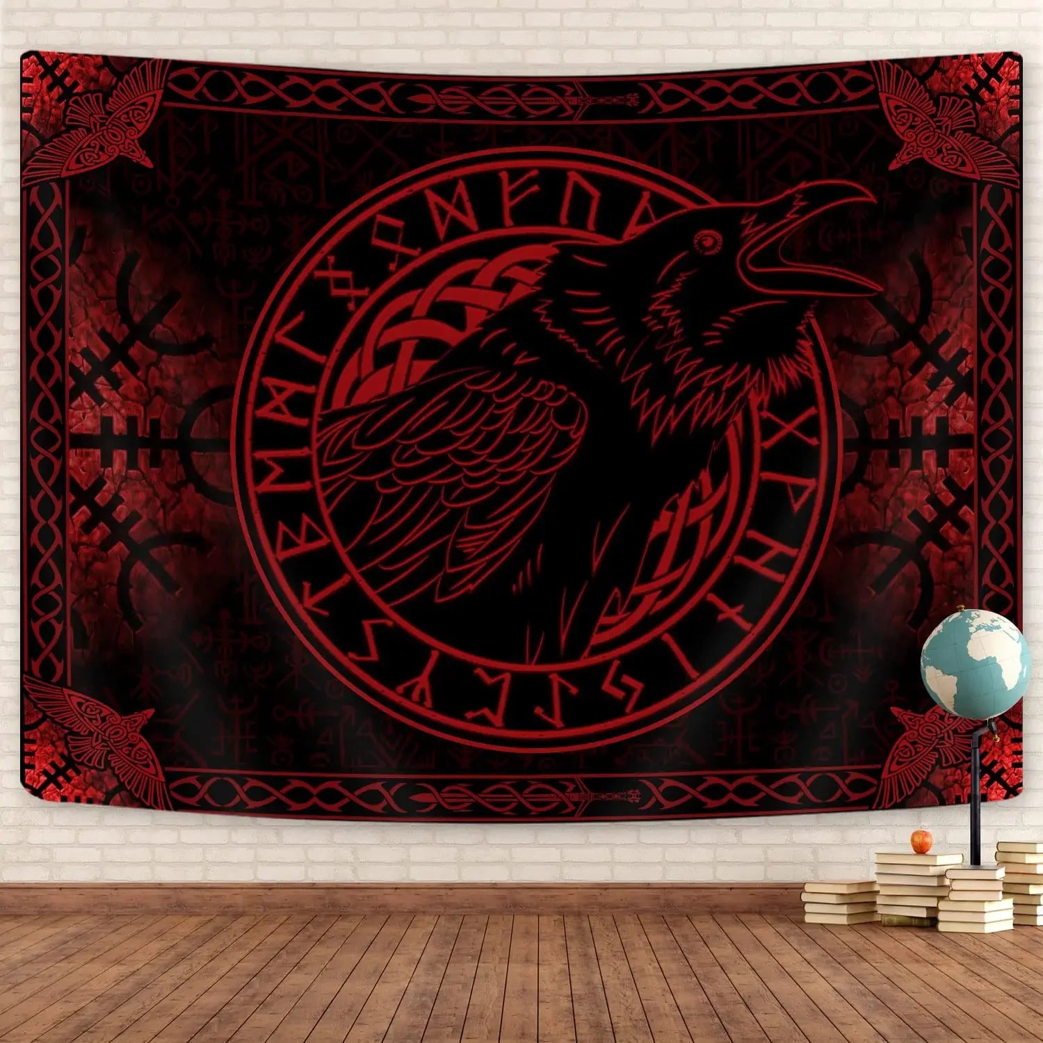 unframed Norse Mythology Vikings Tapestry Mysterious Ancient Runes Totem Tapestries Wall Hanging Art for Living Room Bedroom Hom