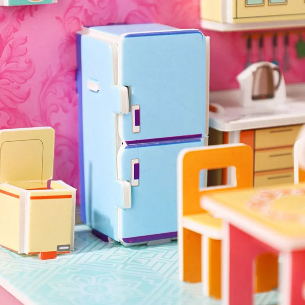 Cute 3D Model 3D Room Model Puzzle Toys Bedroom Living 3D Room Cardboard Bathroom Room Room Model Craft Toys Kids