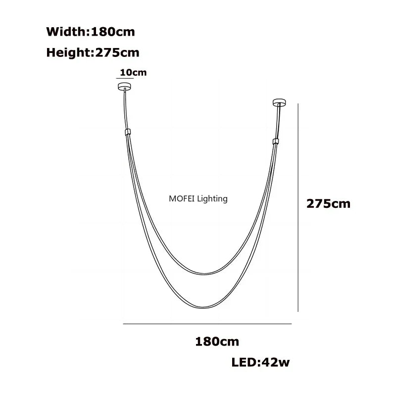 Nordic Lamp Designr Fashionable Light Luxury Flexible Belt Dimmable Chain Chandeliver Room Art Hall Home Decor Pendant Light LED