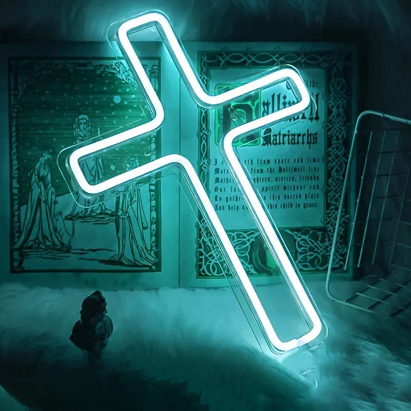 Jesus Cross Neon Sign,Led Cross Decor Art Lamp for Wall Decor, Bedroom, Christian Decor, Religious Room,Christening Day Decor