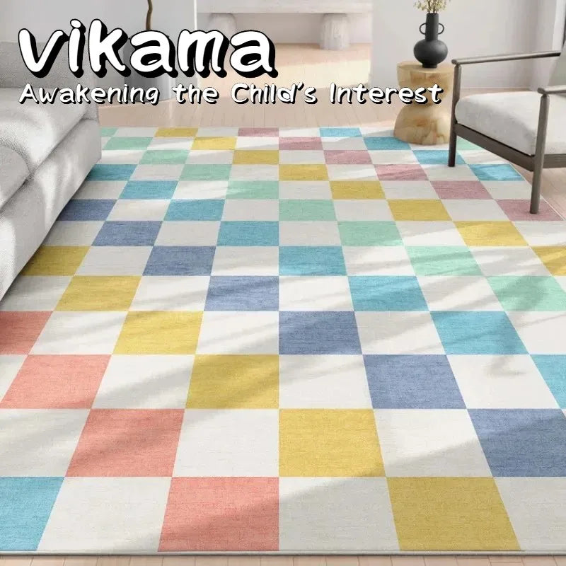 VIKAMA Simple Rainbow Home Decor Rugs Study Area Pile Kids Rugs, Sensory Rugs for Living Room and Nursery