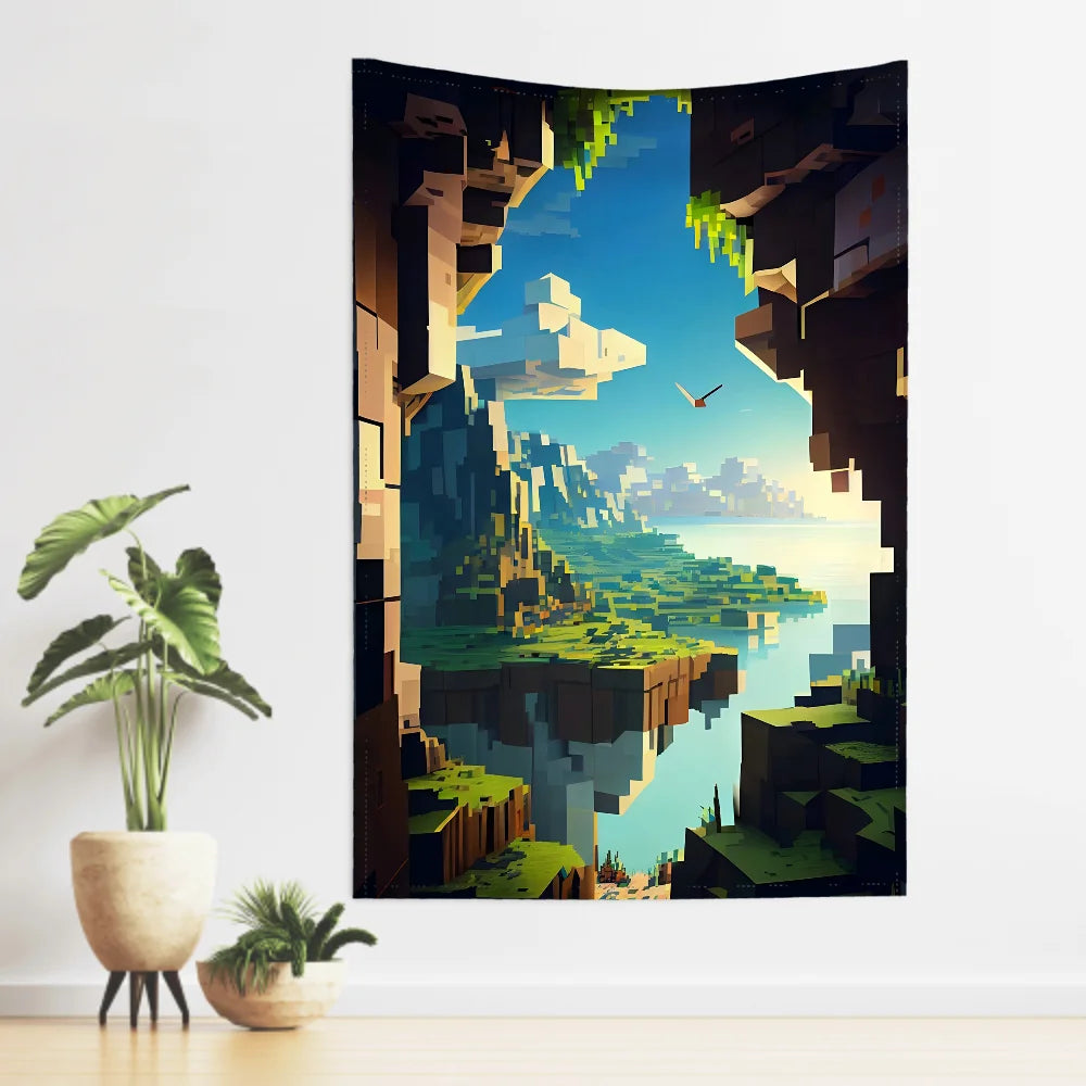 Anime Game HD M-MinecraftS Tapestry Room Decor Wall Cloth Party Hanging Background Room Decor Baby Room