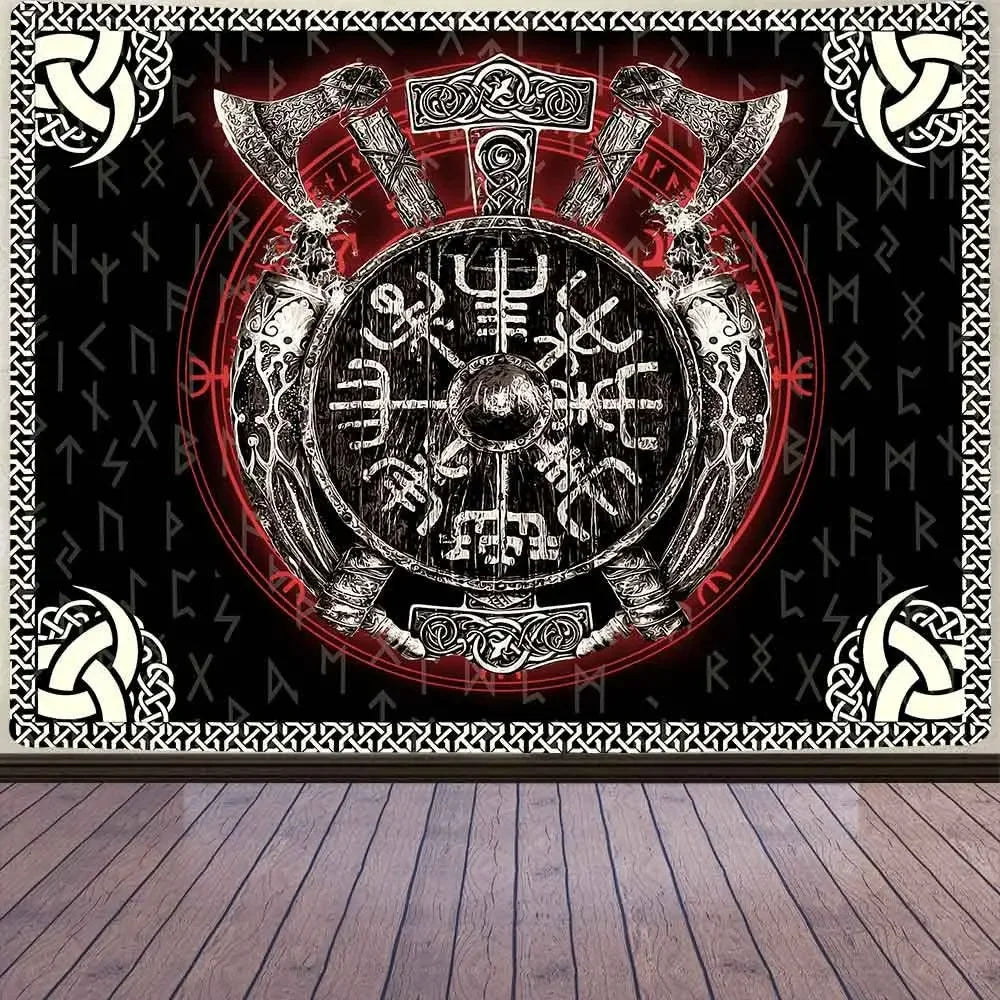 unframed Norse Mythology Vikings Tapestry Mysterious Ancient Runes Totem Tapestries Wall Hanging Art for Living Room Bedroom Hom